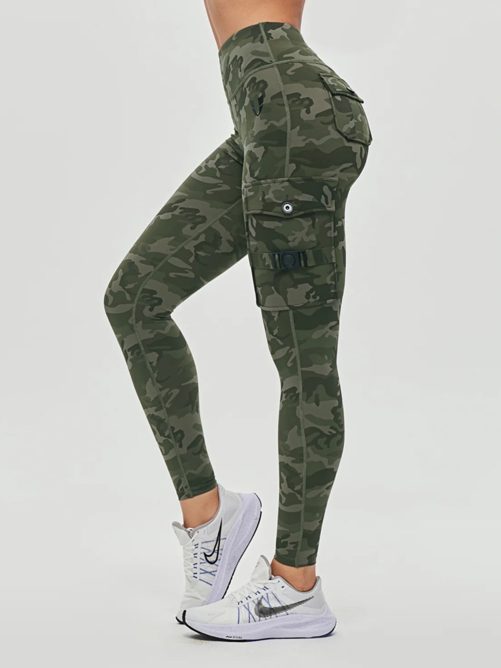 NEW Firm Abs Camo Leggings Ruched Booty Side Pockets & Buckles